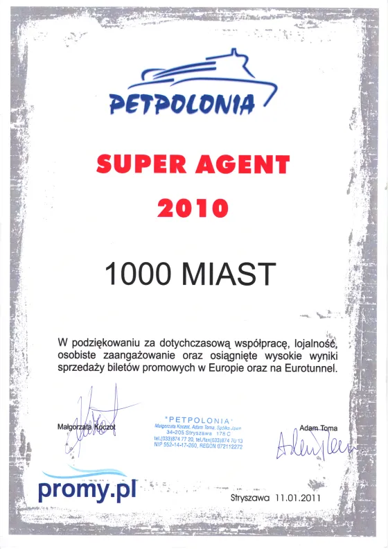 Super Agent 2010 — PETPOLONIA / promy.pl, 2010