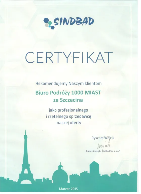 Rekomendacja dla klientów — SINDBAD Sp. z o.o., 2015